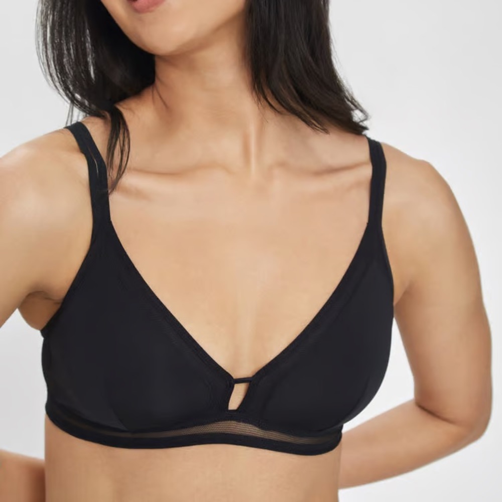 Lively size S “The Mesh Trim Bralette” in jet black